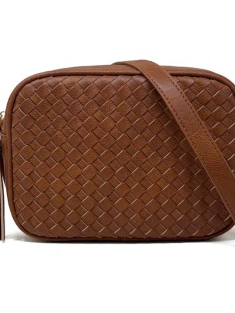 Woven Crossbody Bag Faux Leather Boho Purse Vegan Lightweight